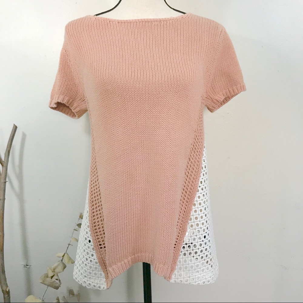 Anthropologie Short Sleeve Knit Sweater